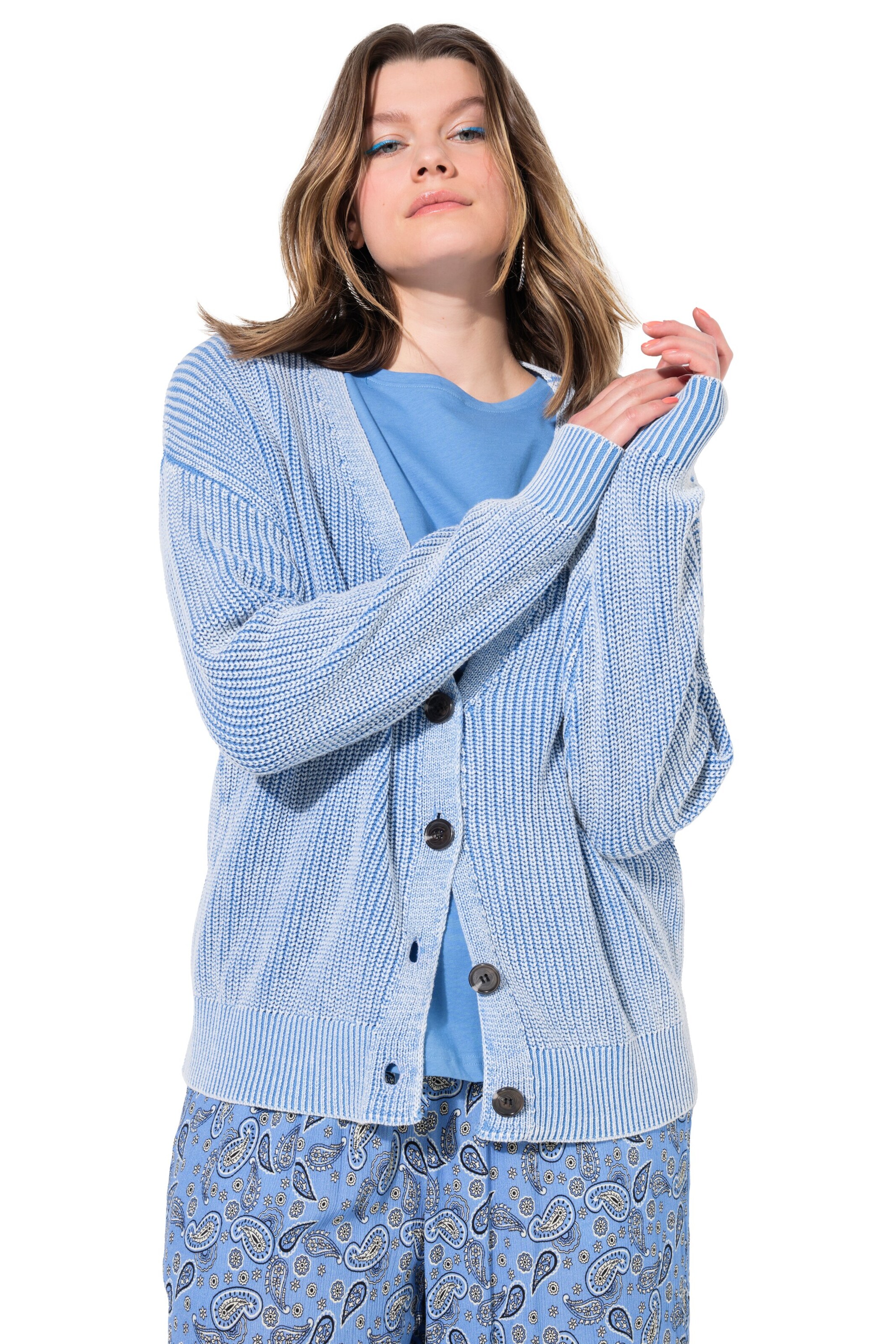 Studio Untold Gebreid vest in Blauw: voorkant