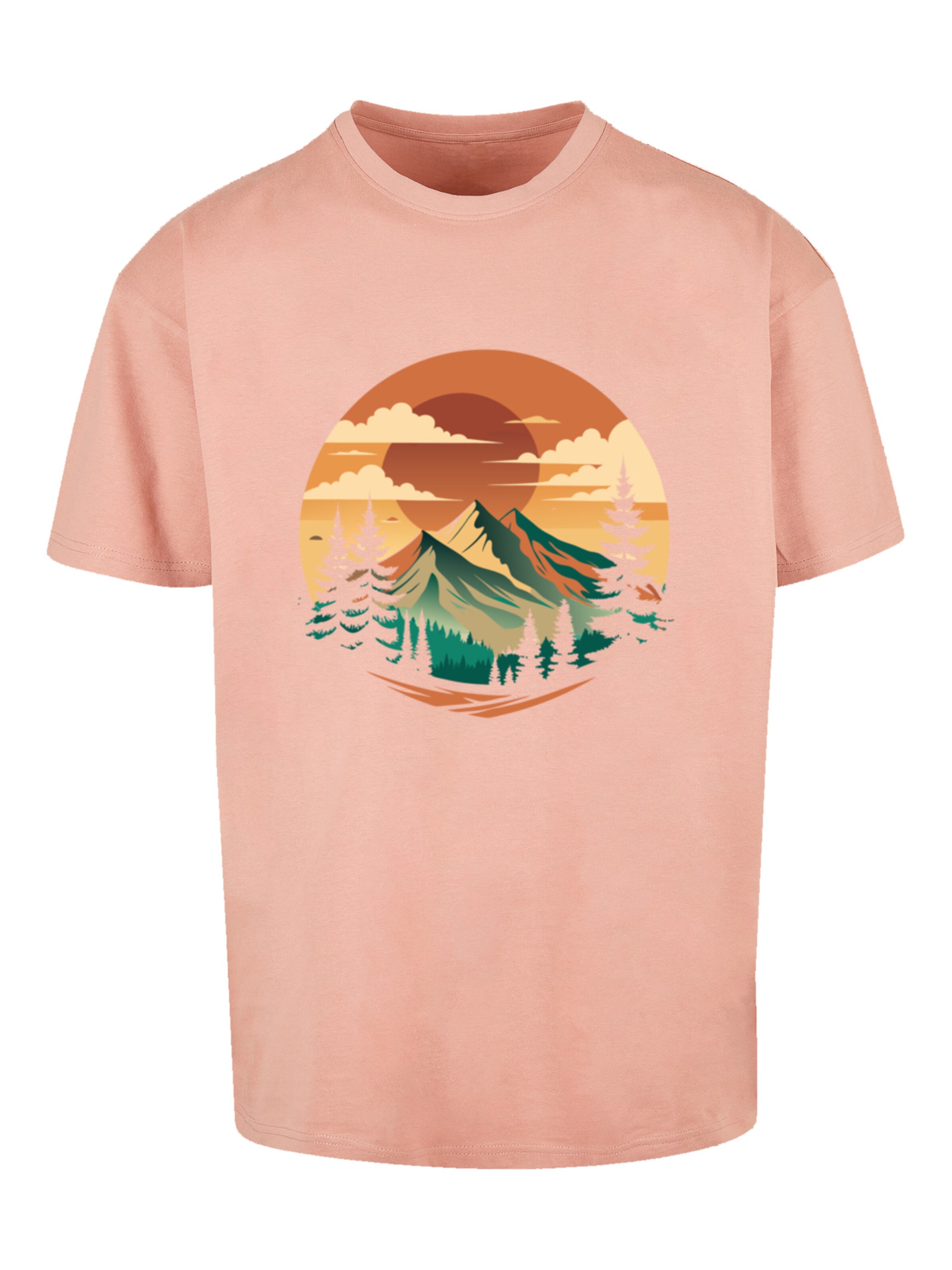 F4NT4STIC Shirt 'Sonnenuntergang Berglandschaft' in Roze: voorkant