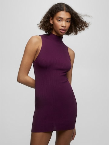 Pull&Bear Úpletové šaty – fialová: přední strana