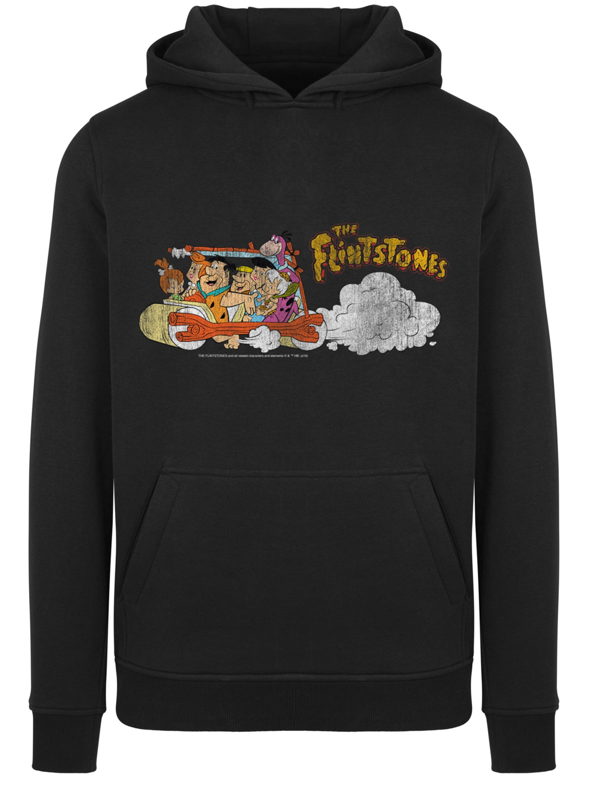 F4NT4STIC Sweatshirt 'The Flintstones Family Car Distressed' in Schwarz: Vorderseite