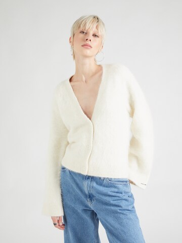 Calvin Klein Knit Cardigan in White: front