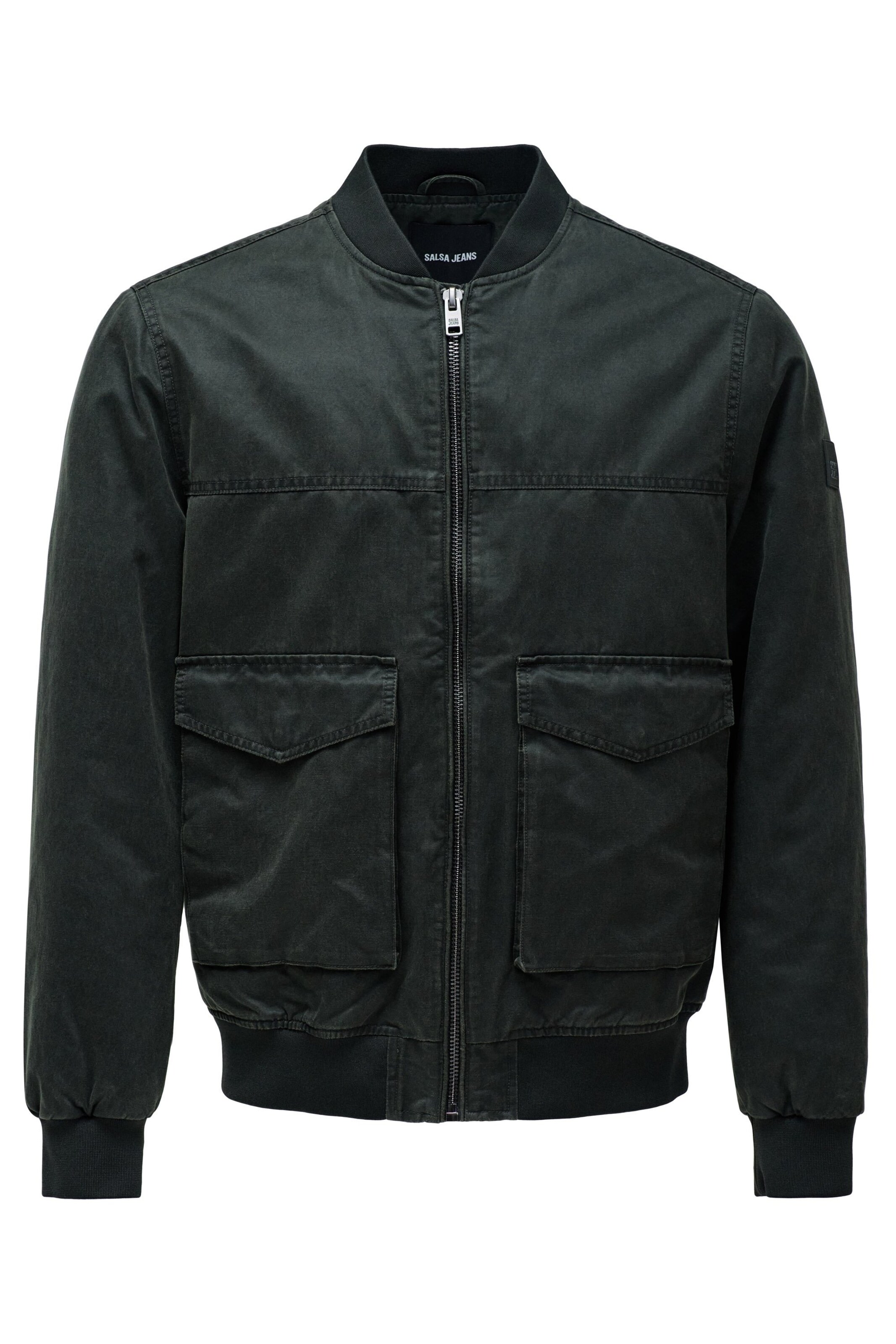 Salsa Jeans Tussenjas in Groen: voorkant