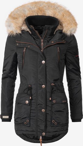 MARIKOO Winter parka 'Grinsekatze' in Black