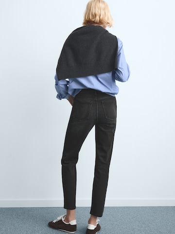 MANGO Ozke Kavbojke 'NEWMOM' | črna barva