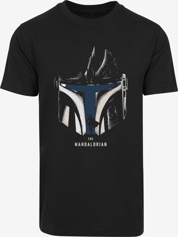 F4NT4STIC Shirt 'Star Wars The Mandalorian Helmet' in Zwart: voorkant