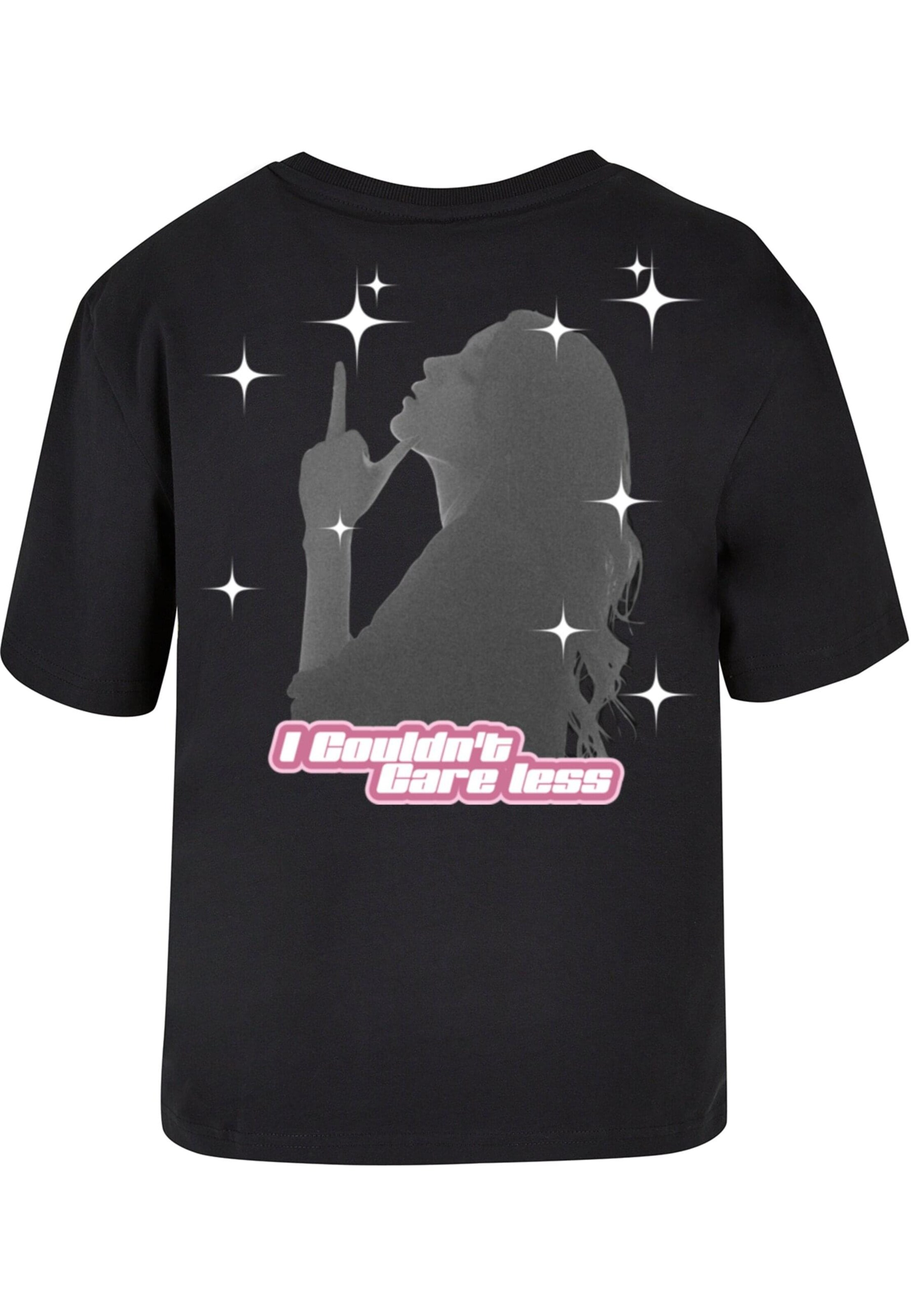 Miss Tee Shirt 'Couldn't Care Less' in Zwart