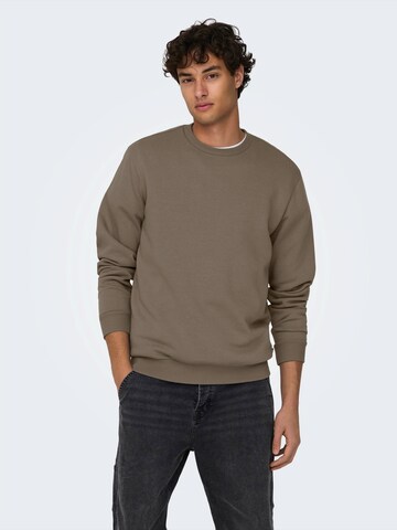 Coupe regular Sweat-shirt 'ONSCERES' Only & Sons en marron : devant