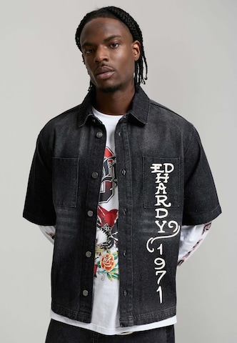 Fit confort Chemise 'Tonal Dragon' Ed Hardy en noir