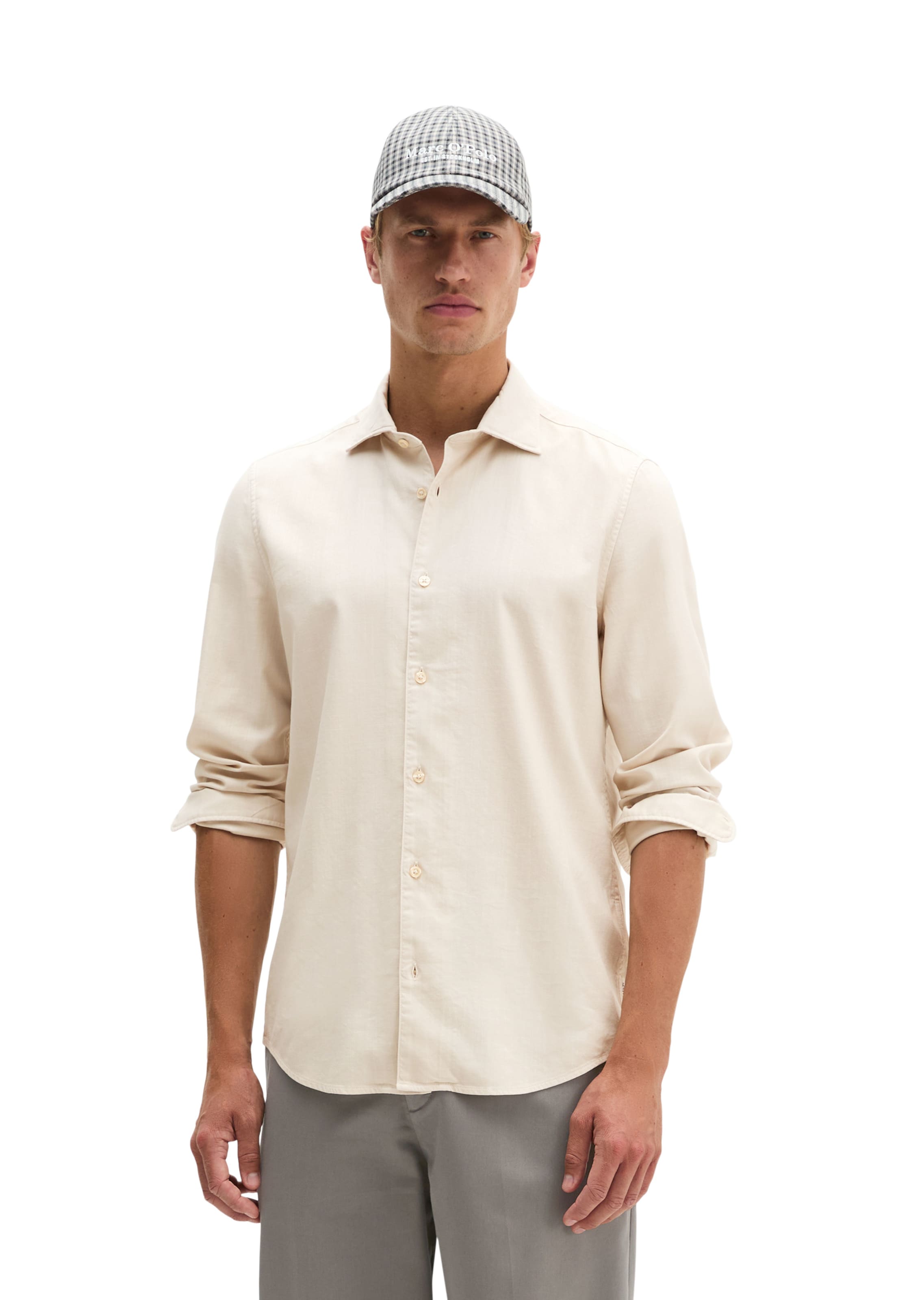 Marc O'Polo Regular fit Overhemd in Beige: voorkant