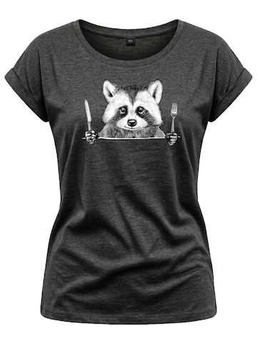 MAKAYA Shirt 'Waschbär Gabel' in Grey: front
