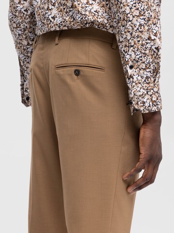 SELECTED HOMME Slim fit Trousers with creases 'Neil' in Brown