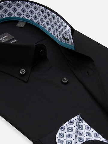 Slim fit Camicia business 'Leonardo Sport Poplin Stretch Man Shirt Black' di 7Camicie in nero