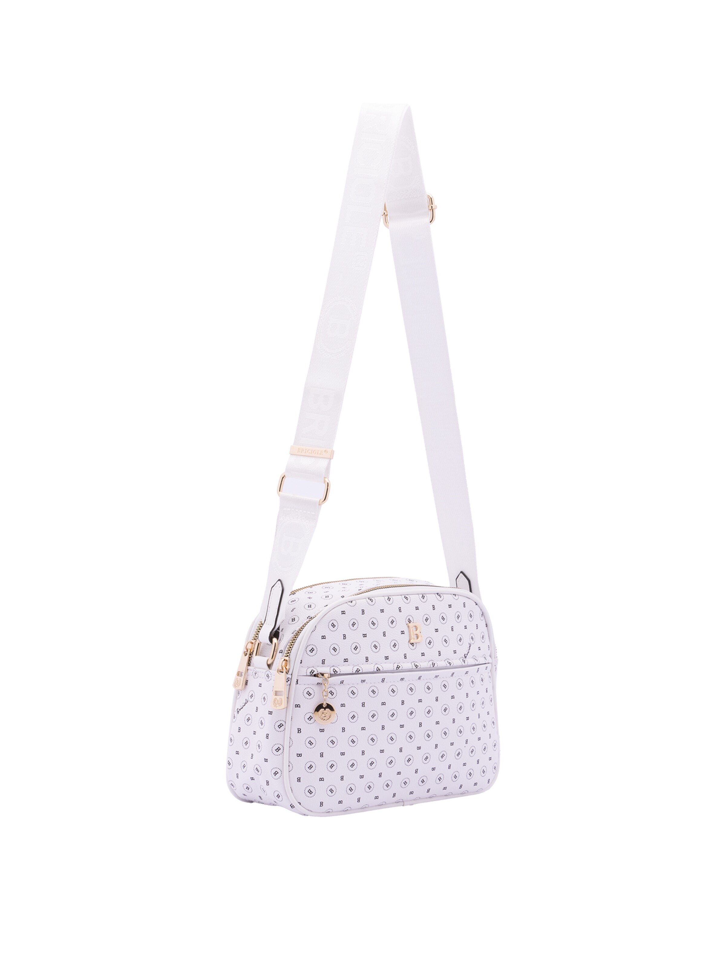 Borsa a tracolla di Briciole in bianco: frontale