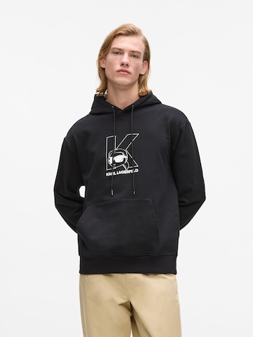 juoda Karl Lagerfeld Megztinis be užsegimo 'Ikon': priekis