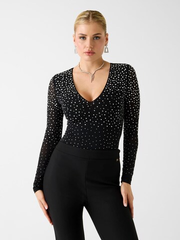 GUESS Shirt Bodysuit in Black: front