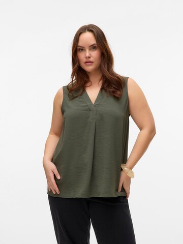 Vero Moda Curve Blouse 'VMELVA' in Groen: voorkant