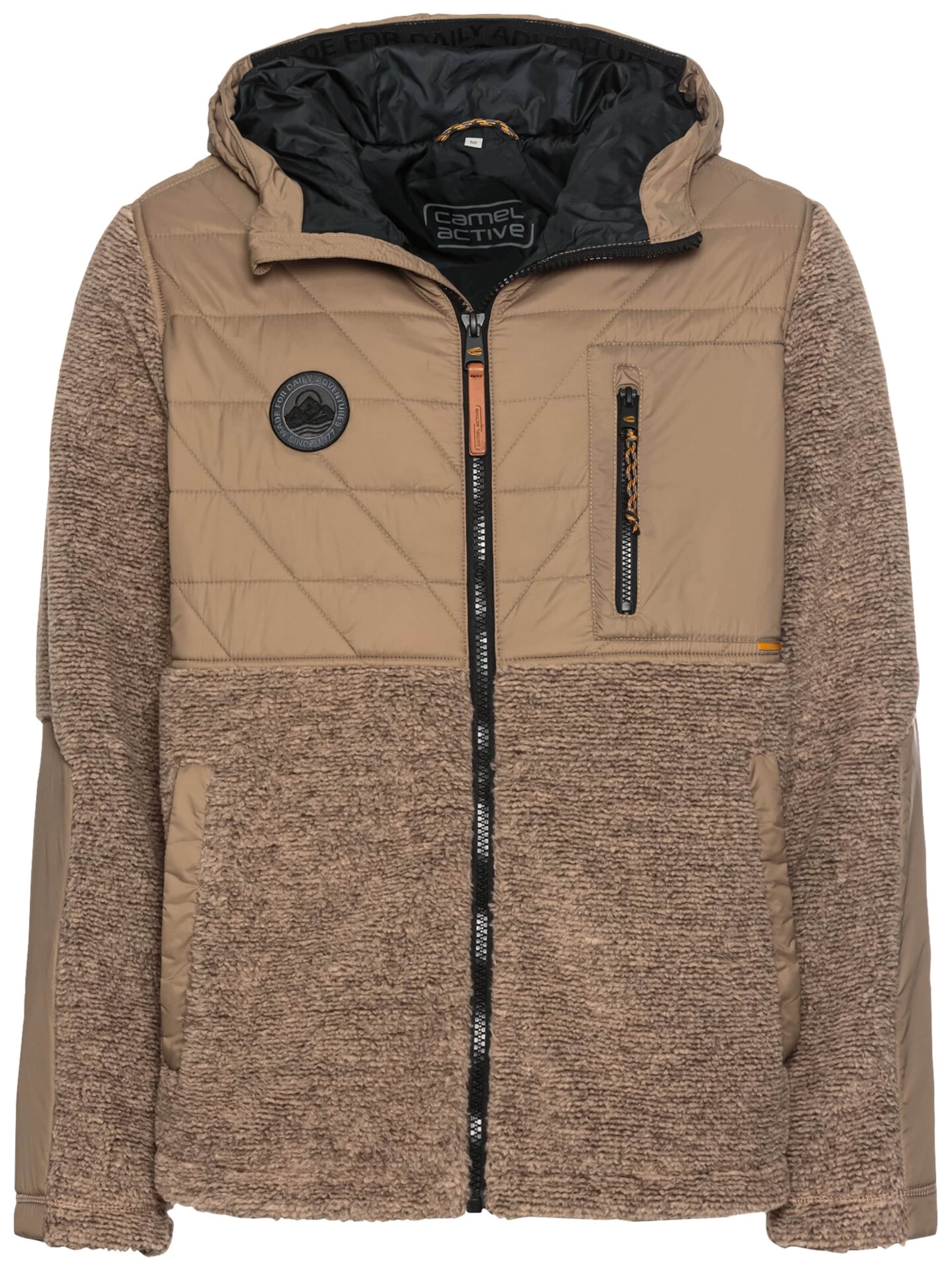 CAMEL ACTIVE Fleecejacke im Materialmix in Braun: Vorderseite