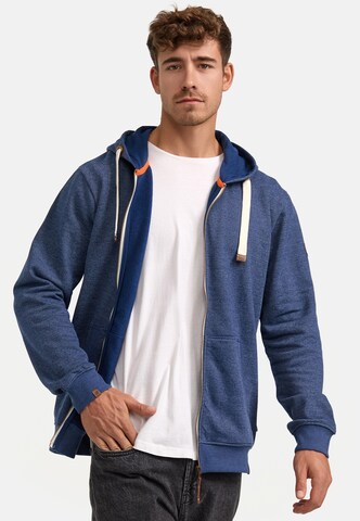 INDICODE JEANS Sweatvest ' Baustian ' in Blauw: voorkant