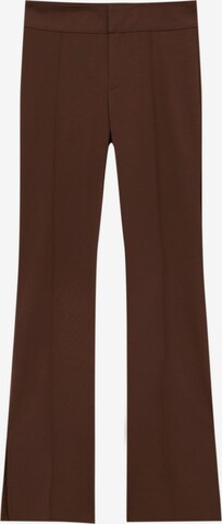 Pull&Bear Flared Trousers with creases in Brown: front