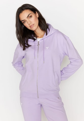 Angels Athletic Zip-Up Hoodie in Purple: front