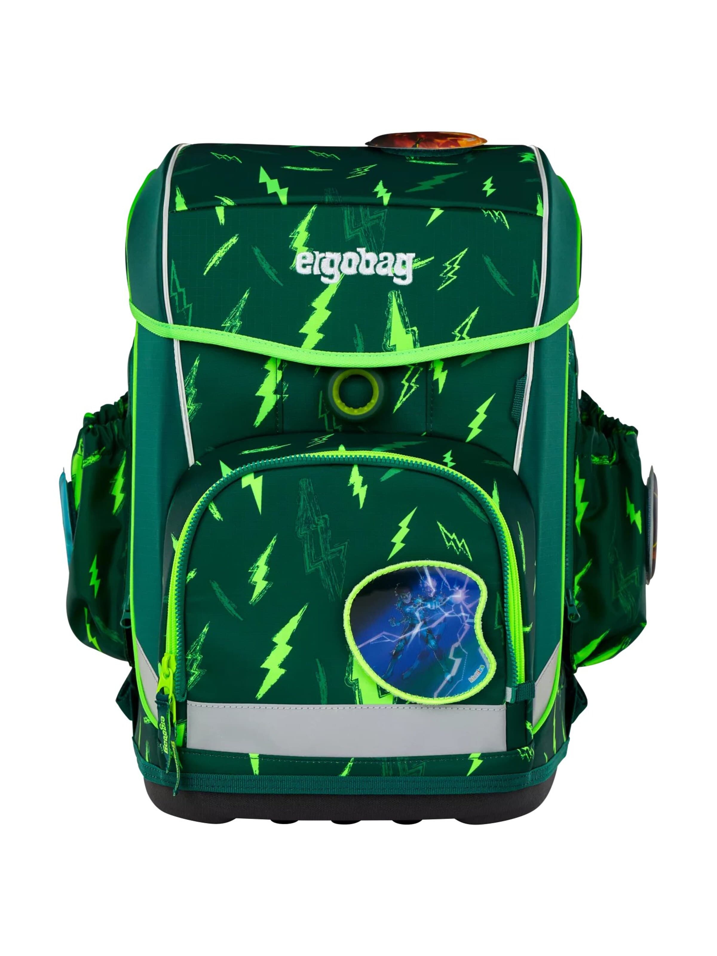 ergobag Backpack 'Schulranzen-Set cubo light Set' in Green