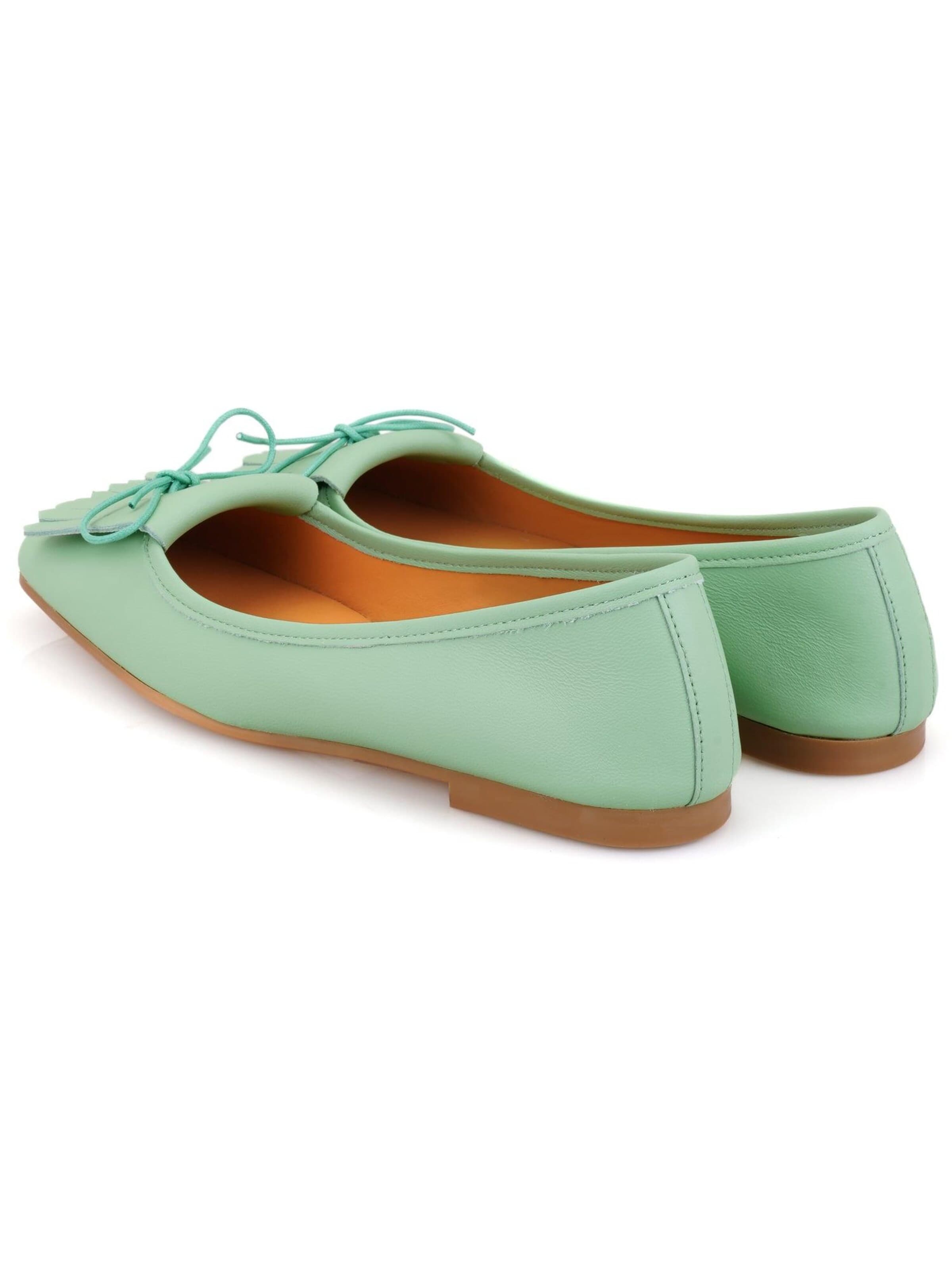 Desa Ballerina 'DESA Damen-Ballerinas aus Leder mit runder Zehenpartie' in Groen