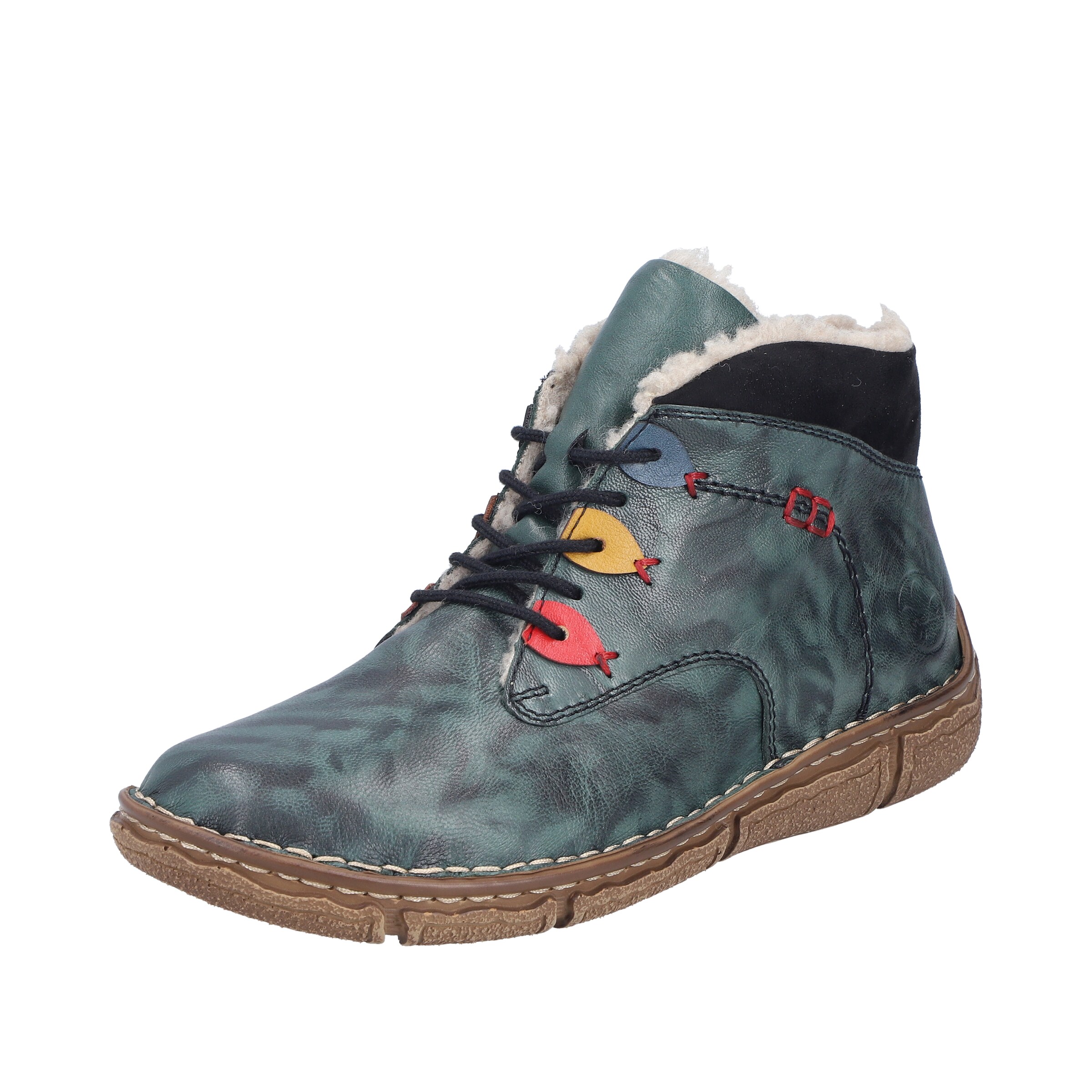 Rieker Lace-Up Ankle Boots in Green: front