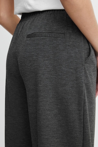 ICHI Wide leg Pleat-Front Pants 'Kate' in Grey