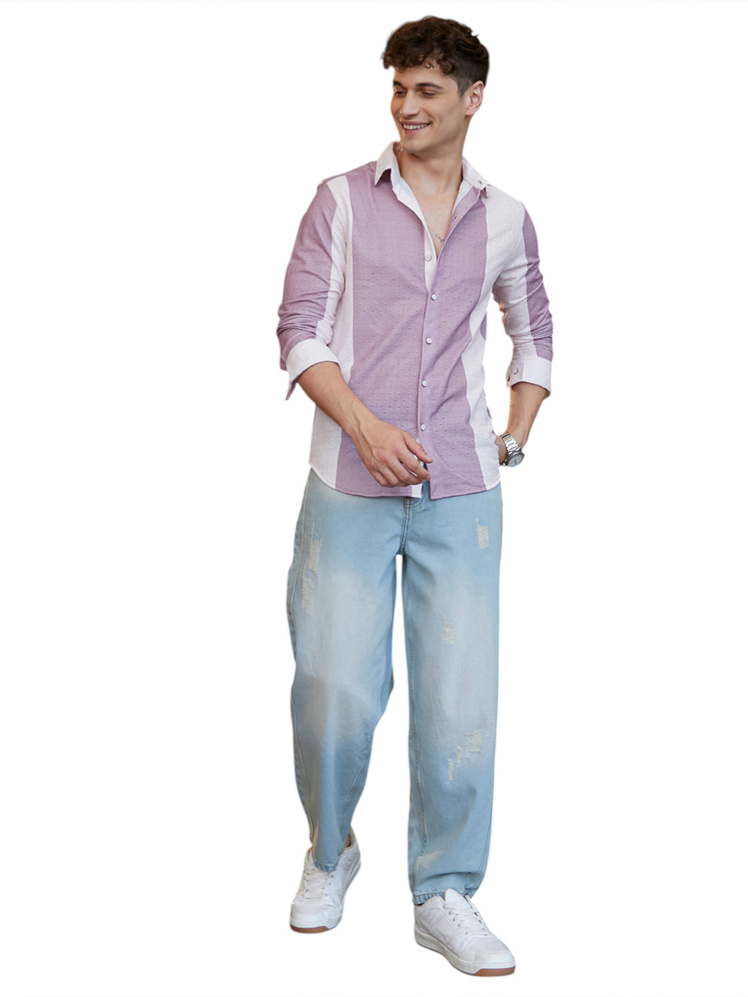 Campus Sutra Средняя посадка Рубашка 'Sasha' в Лиловый