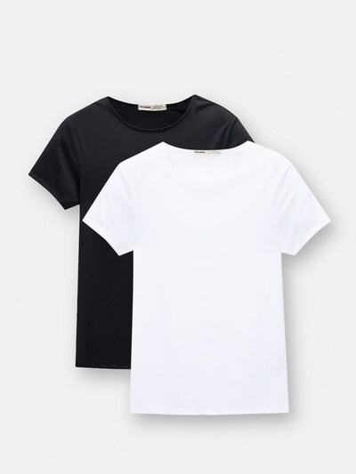 Pull&Bear T-shirt en noir / blanc, Vue avec produit