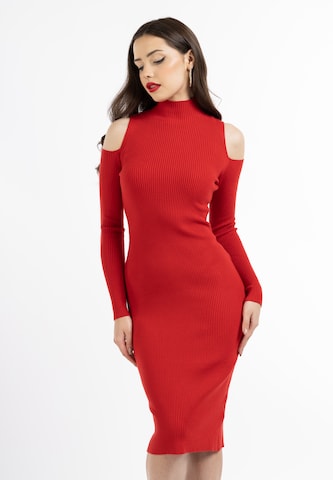 faina Gebreide jurk 'Tylin' in Rood: voorkant