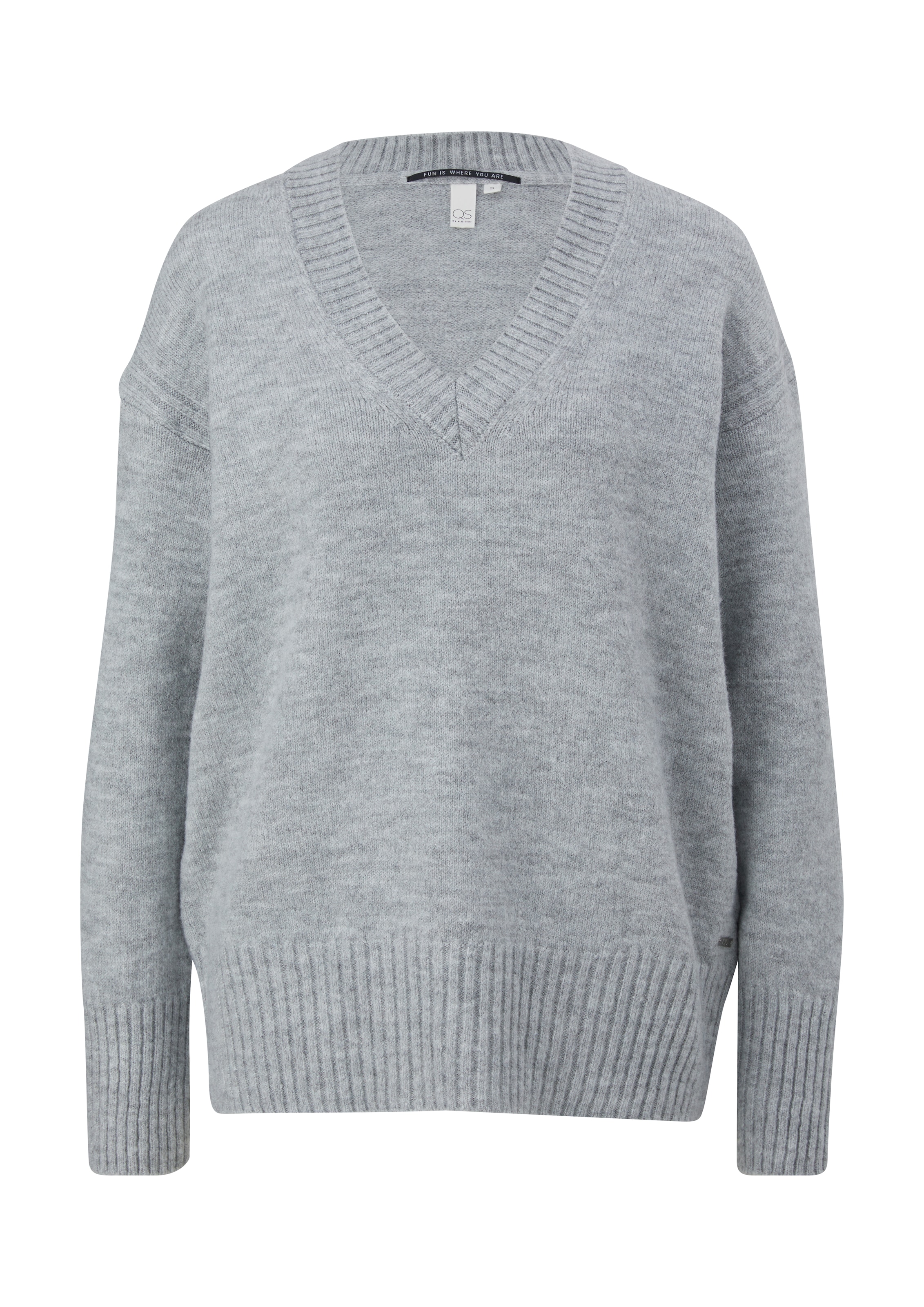 QS Oversized trui in Grijs: voorkant