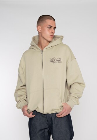 Multiply Apparel Sweat jacket 'BULLETIN' in Beige