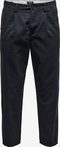 Only & Sons Regular Pleat-Front Pants 'Dew' in Blue: front