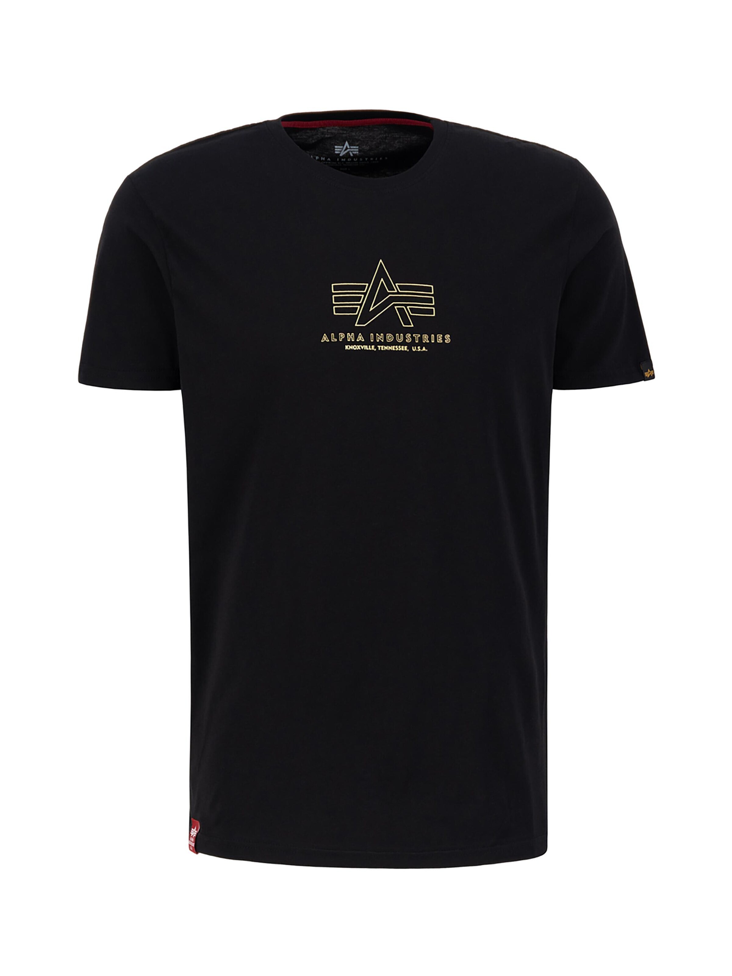ALPHA INDUSTRIES Shirt 'Basic ML Foil Print'‌‌ in Schwarz: Vorderseite