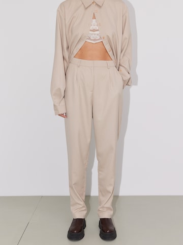 LeGer by Lena Gercke Regular Pleat-Front Pants 'Patricia' in Beige: front