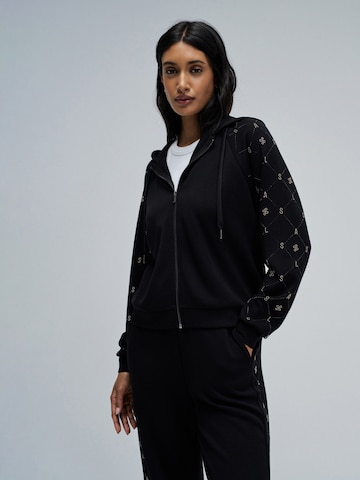 Salsa Jeans Zip-Up Hoodie in Black: front