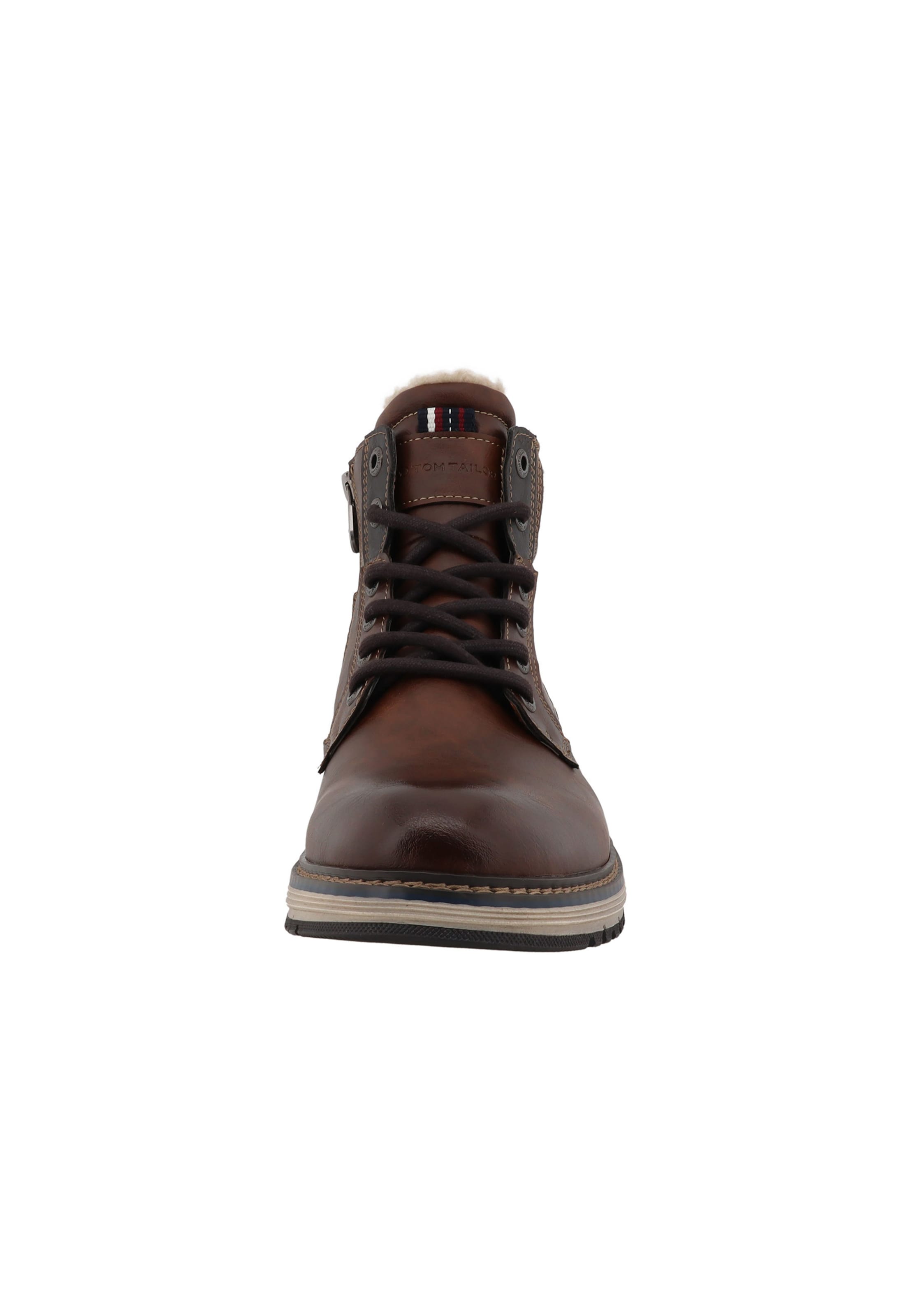TOM TAILOR - Botas com atacadores em castanho