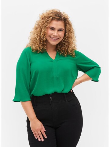 Camicia da donna 'EHUIJU' di Zizzi in verde: frontale