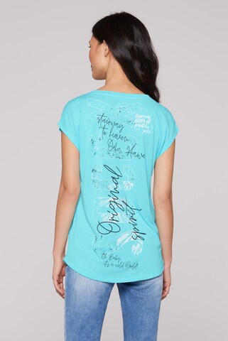 Soccx Shirt mit Jaquard Streifen und Rücken-Print in Blau