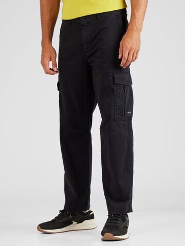 BOSS Regular Cargo Pants 'Sisla' in Black: front