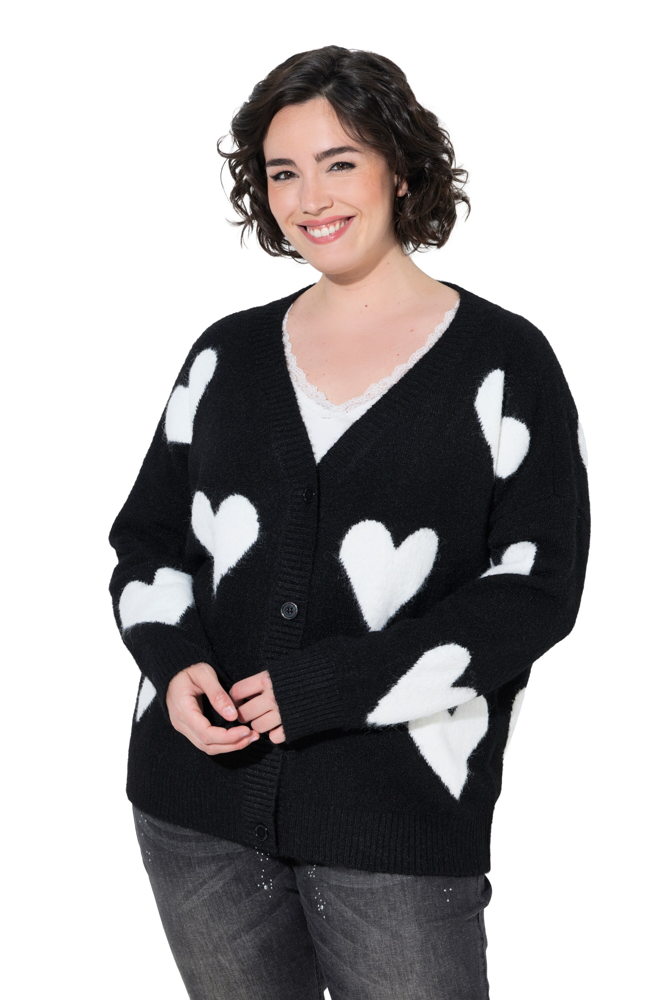 Ulla Popken Knit cardigan in Black: front