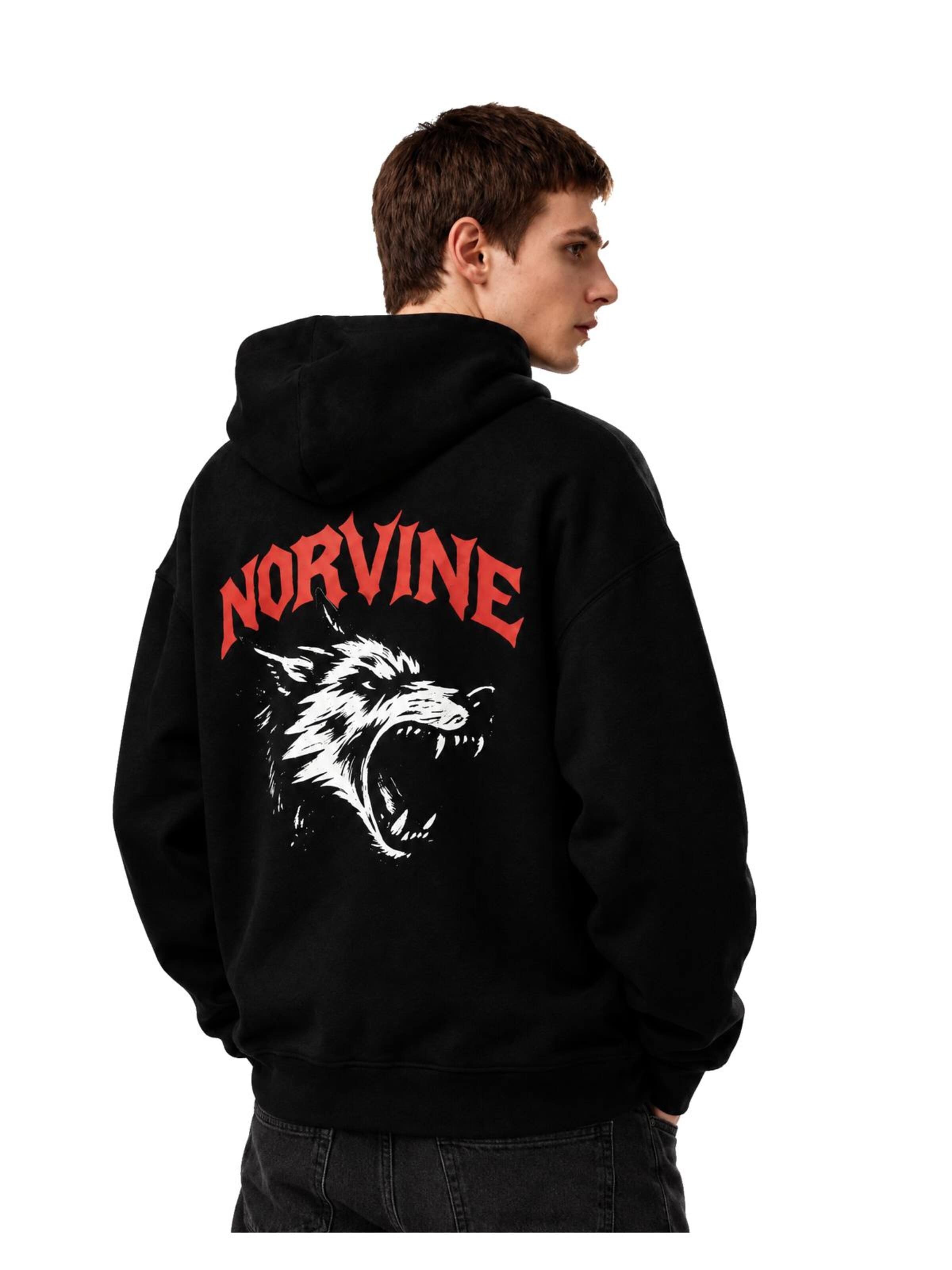Norvine Sweatshirt 'Norvine Nightfang - Fluffy Boxcut Hoodie' in Black: front