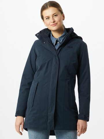 JACK WOLFSKIN Raincoat 'Madison Avenue' in Blue: front