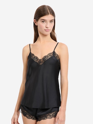 ETAM Satin-Caraco mit Spitzendetails 'Desire' in Schwarz: Vorderseite