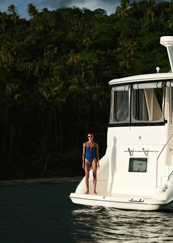 MANGO Bustier Badeanzug in Blau