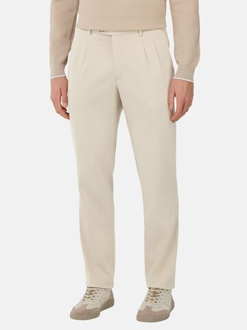 Boggi Milano Slim fit Pleat-Front Pants in Beige: front