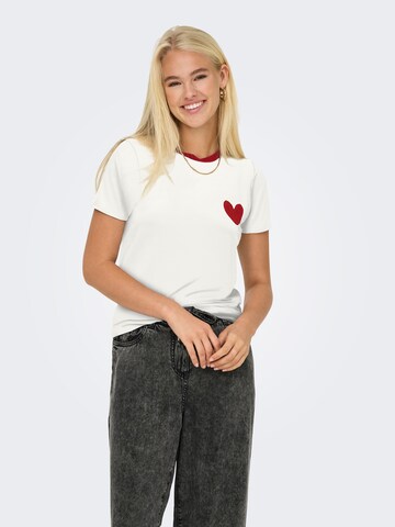 T-shirt 'ONLHEART' ONLY en blanc : devant