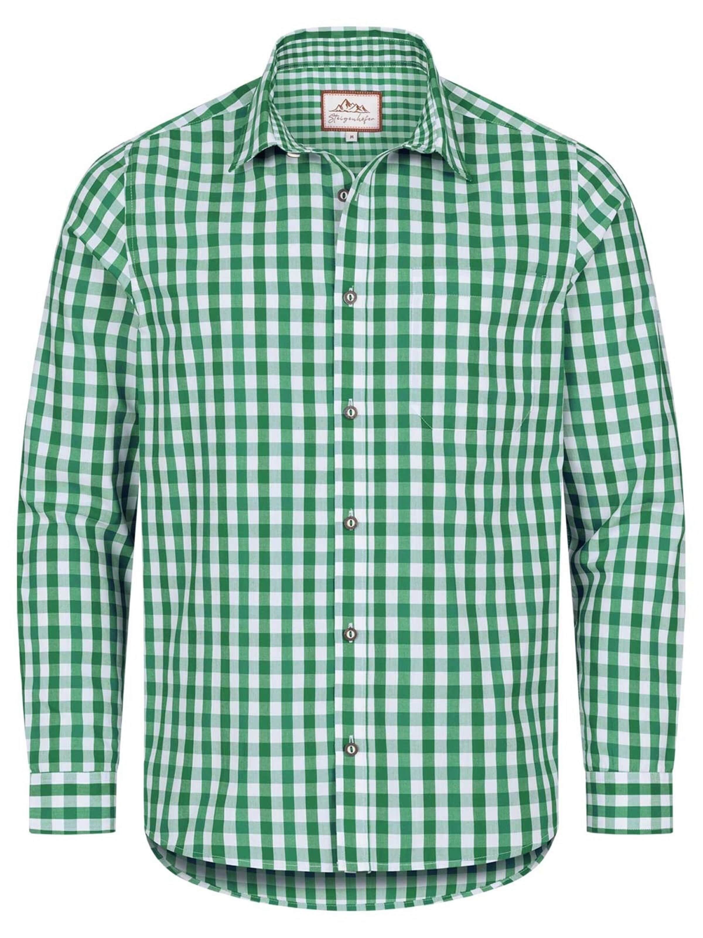 Steigenhöfer Regular fit Traditional Button Up Shirt 'Basti Trachtenhemd' in Green: front