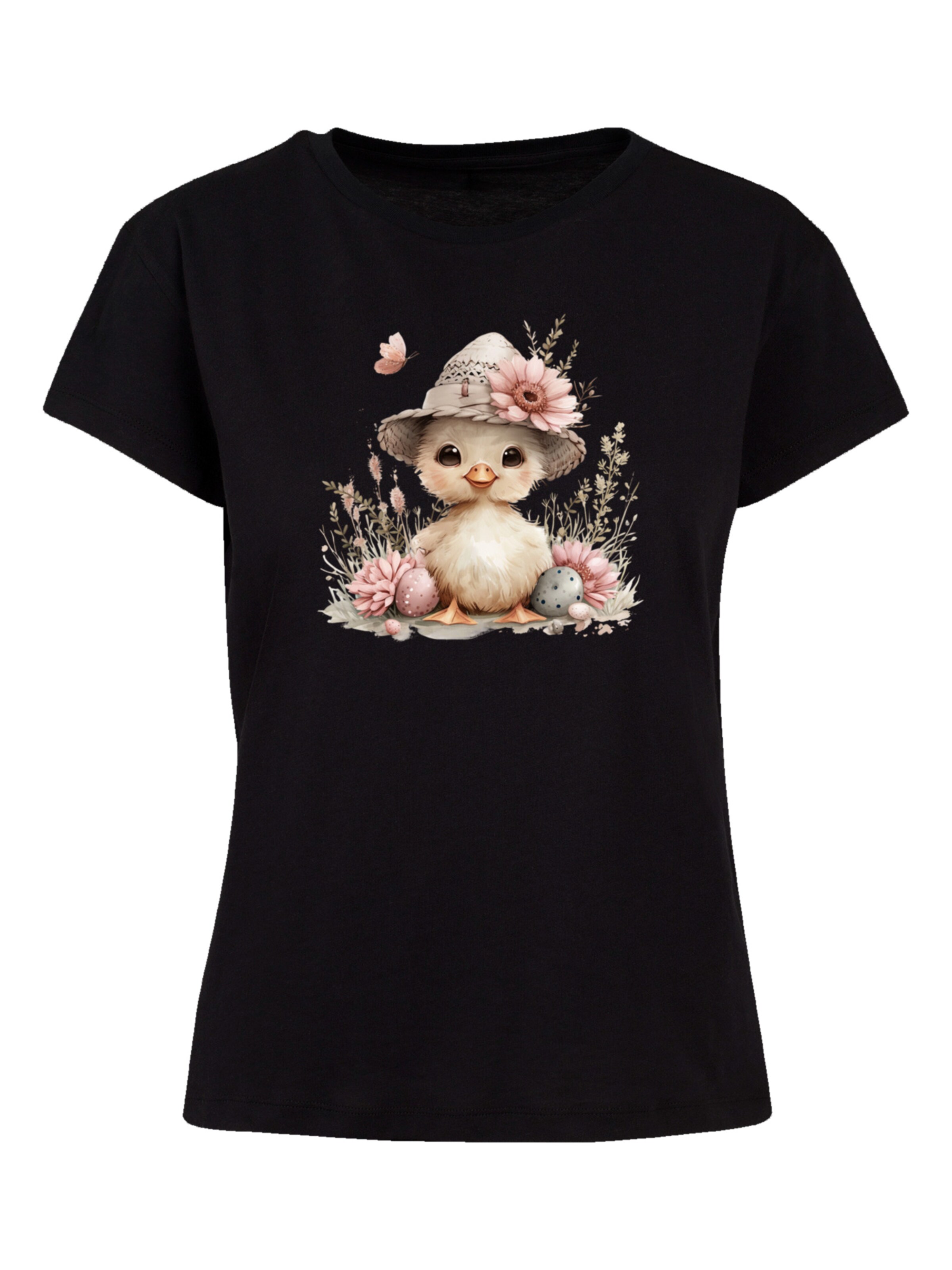 F4NT4STIC Shirt 'Süßes Oster Küken Mit Hut' in Black: front
